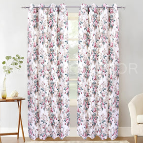 ELEGANT  FLORAL PRINTED  WHITE AND RED CURTAIN FOR BEDROOM & LIVING ROOM