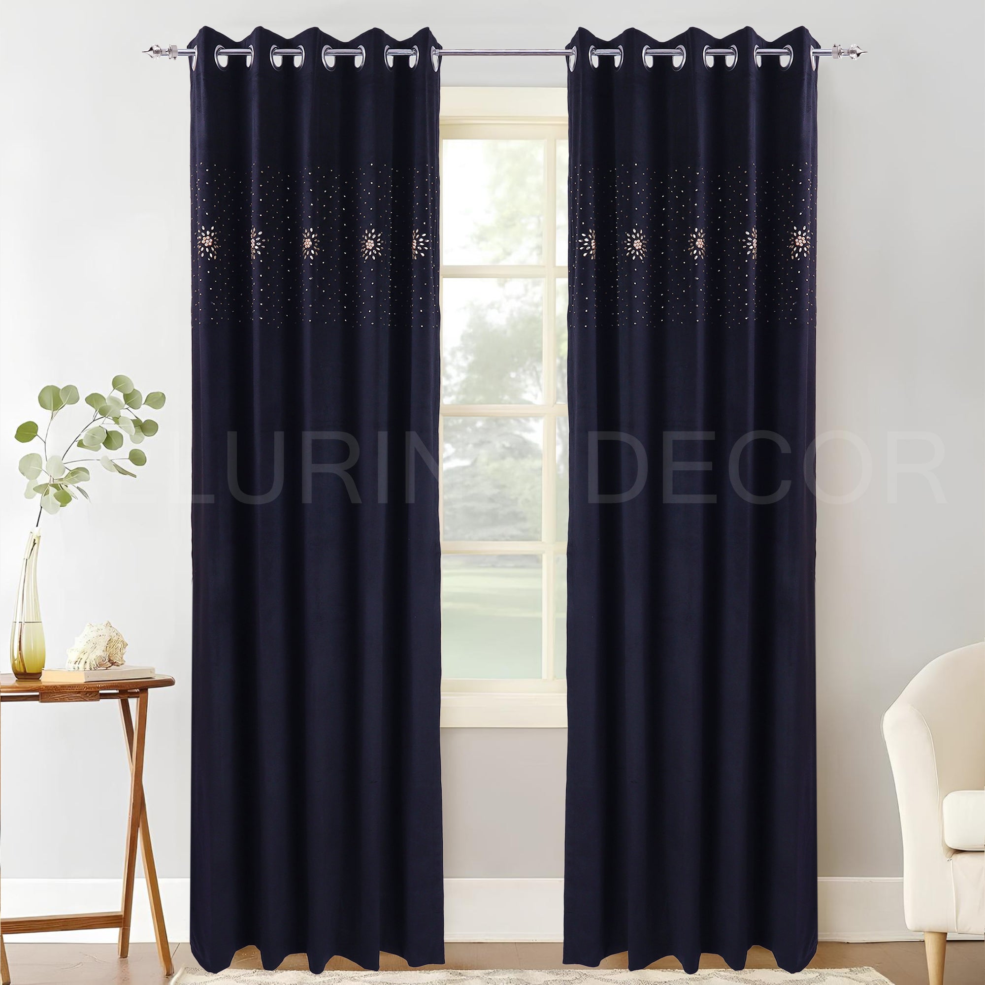 SUN FLOWER  DIAMOND VELVET CURTAIN FOR LIVING ROOM AND BEDROOM