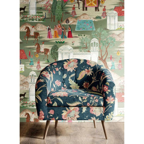 DURBAR VELVETS PRINTED GREEN SOFA FABRICS
