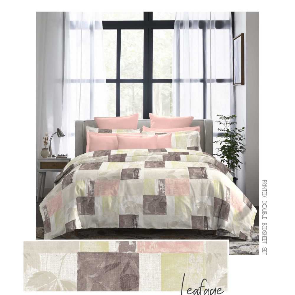 INDULGENCE LEAFAGE KING SIZE BED SHEET SET
