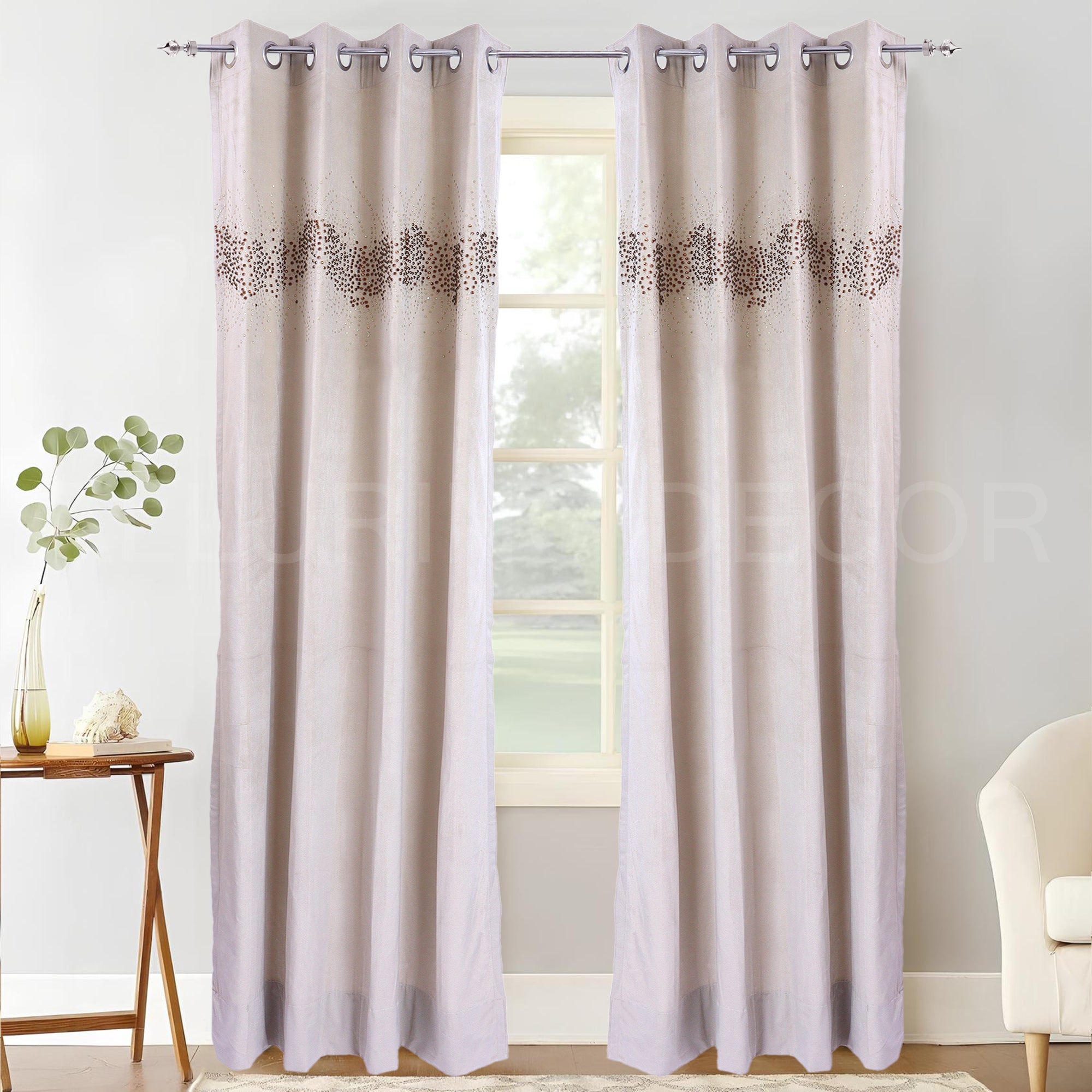 GOLD WITH COPPER SEQUENCE VELVET CURTAIN FOR LIVING ROOM AND BEDROOM