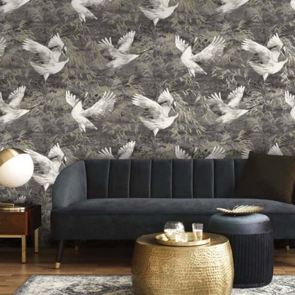 HOME DECOR TEXTURE BASE WHITE GREY BIRD PATAGONIA WALLPAPERS