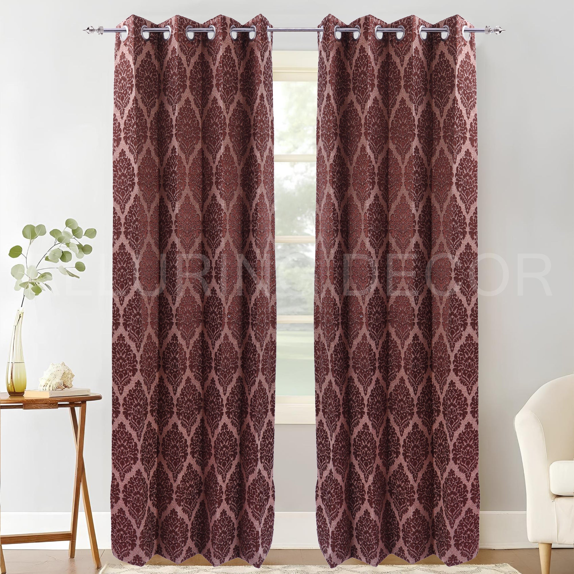INDIAN MOTIFS BRONZE EYELET CURTAIN FOR BEDROOM &LIVING ROOM