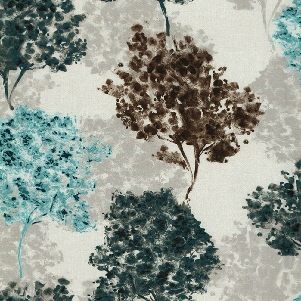 OCEAN PRINT POLYESTER TREE MAIN CURTAIN FABRIC