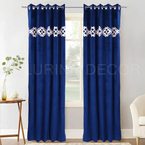 PATCH WORK EYELET VELVET  CURTAIN FOR LIVING ROOM & BEDROOM