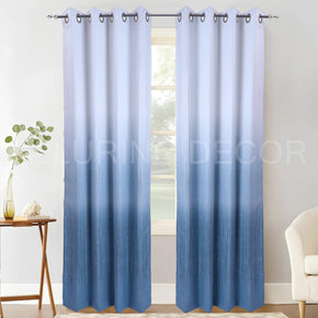 BRUSH & PAINT OMBRE BLUE EYELET CURTAIN FOR LIVING ROOM & REDROOM