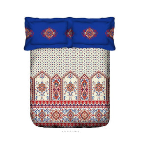 STELLAR GEOMETRIC SUPER SOFT PRINTED COTTON BLUE DOUBLE BEDSHEET