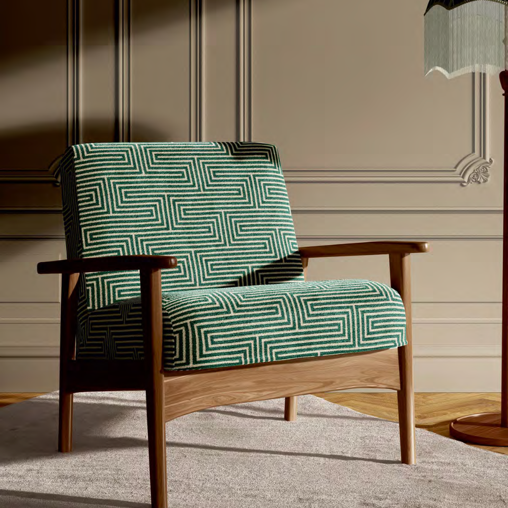 Spectrum Collection Geometric Maze Vermount Velvet Upholstery Fabric (100% Polyester)