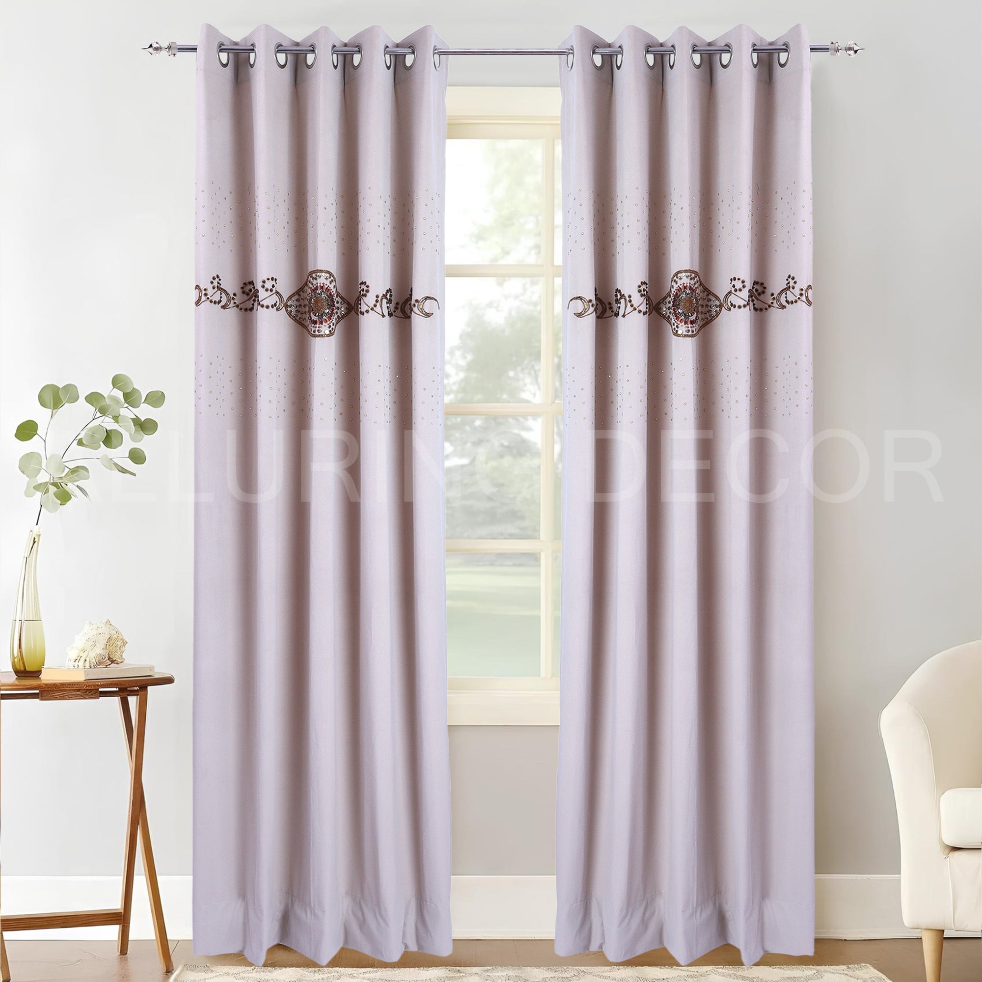 HAND MADE SEQUENCE EMBROIDED GEOMETRIC DESIGN  VELVET CURTAIN  FOR LIVING ROOM & BEDROOM