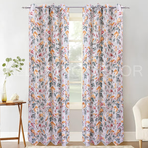 ELEGANT  FLORAL PRINTED WHITE BASE MUSTARD FLOWER  CURTAIN FOR BEDROOM LIVING ROOM