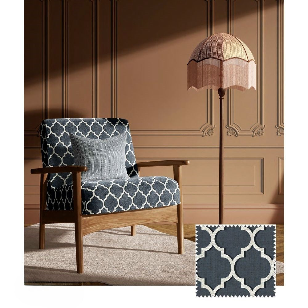 THE WHITE UPHOLSTERY GEOMETRIC  POLYESTER LINEN CO FABRICS