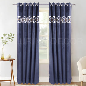 PATCH WITH SEQUENCE  EYELET VELVET  CURTAIN FOR LIVING ROOM & BED ROOM