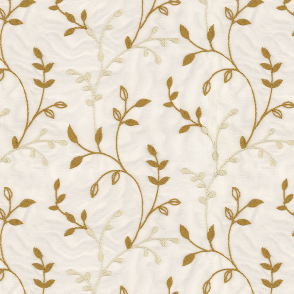 MORRIS POLYESTER EMBROIDERY COTTON LEAF ALOWER SHEER CURTAIN  FABRIC