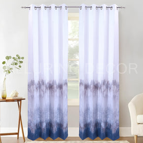 OMBRE BRUSH & PAINT  ZIGZAG  BLUE EYELET CURTAIN  FOR LIVING ROOM & BED ROOM