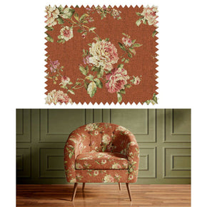 COUNTRY BROWN BASE RED FLOWER FABRICS GA 160