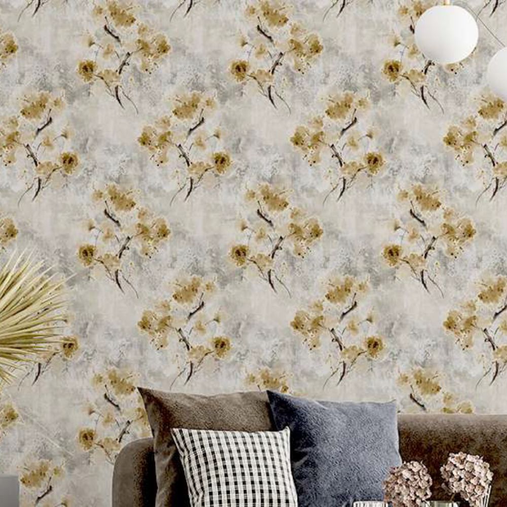 LIBSON PRINT MINI FLOWER  GOLD HOME DECOR WALL COVER WALLPAPER