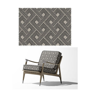 CARBON UPHOLSTERY POLYESTER JUTE GEOMETRIC SQUARE FABRIC RF 215