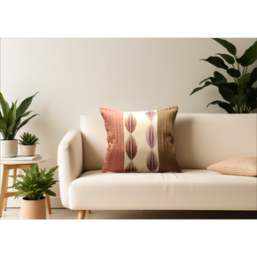 Thread Embroidered Cushion Cover Satin Back Lining  BROWN