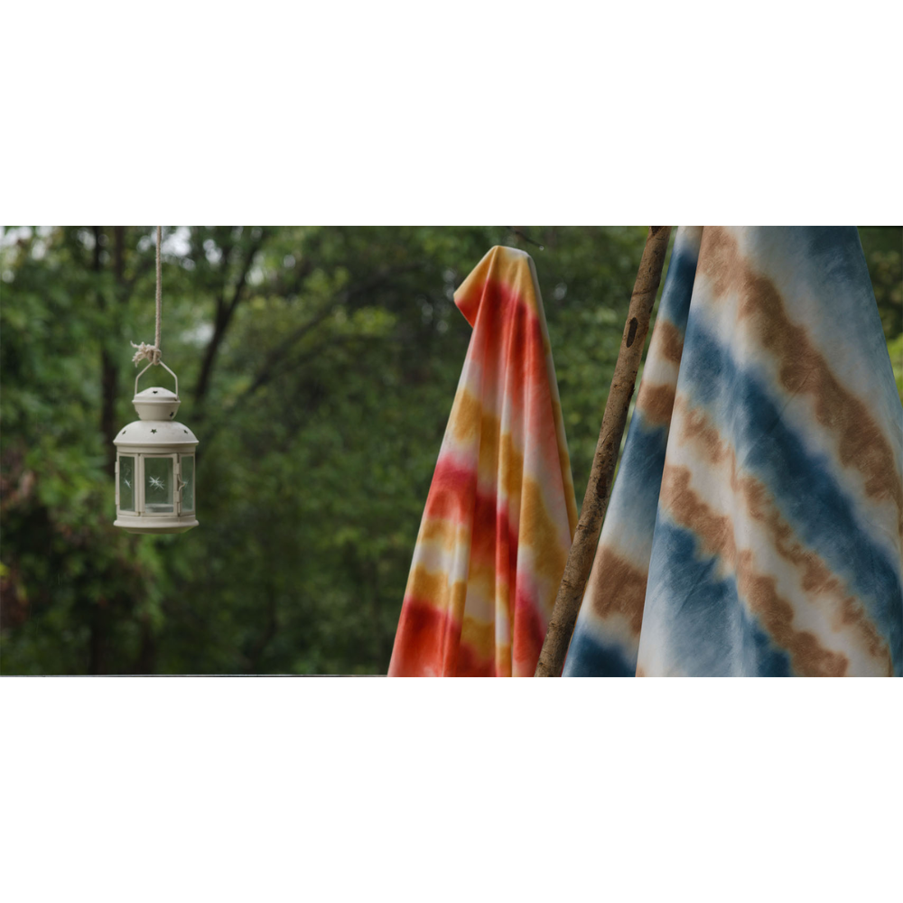 BARCELONA POLYESTER PRINT STRIPE MAIN CURTAIN FABRIC