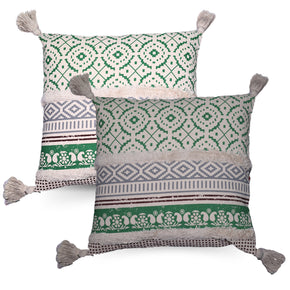 COTTON CHECK GREEN TUSCLE CUSHION COVER