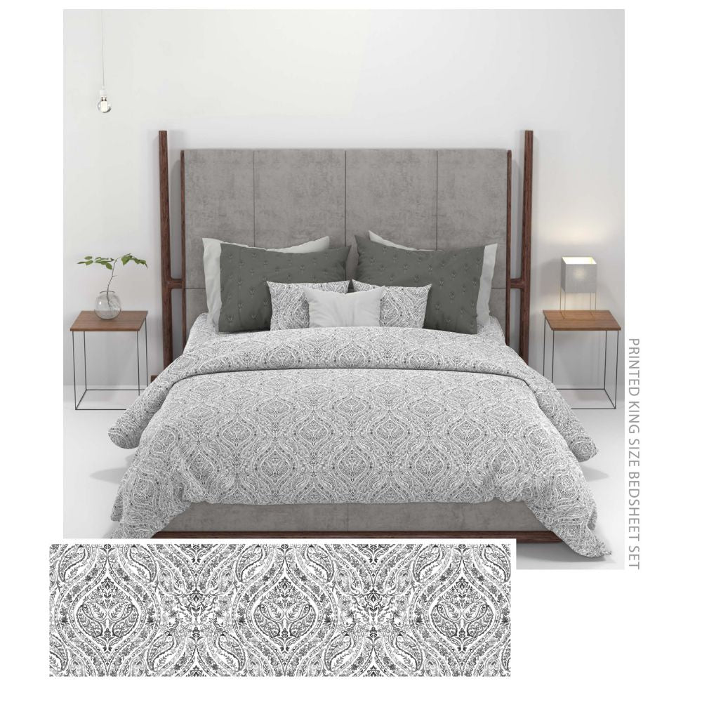 CARNIVAL GOLD SYAHI CHARCOAL KING SIZE BED SHEET