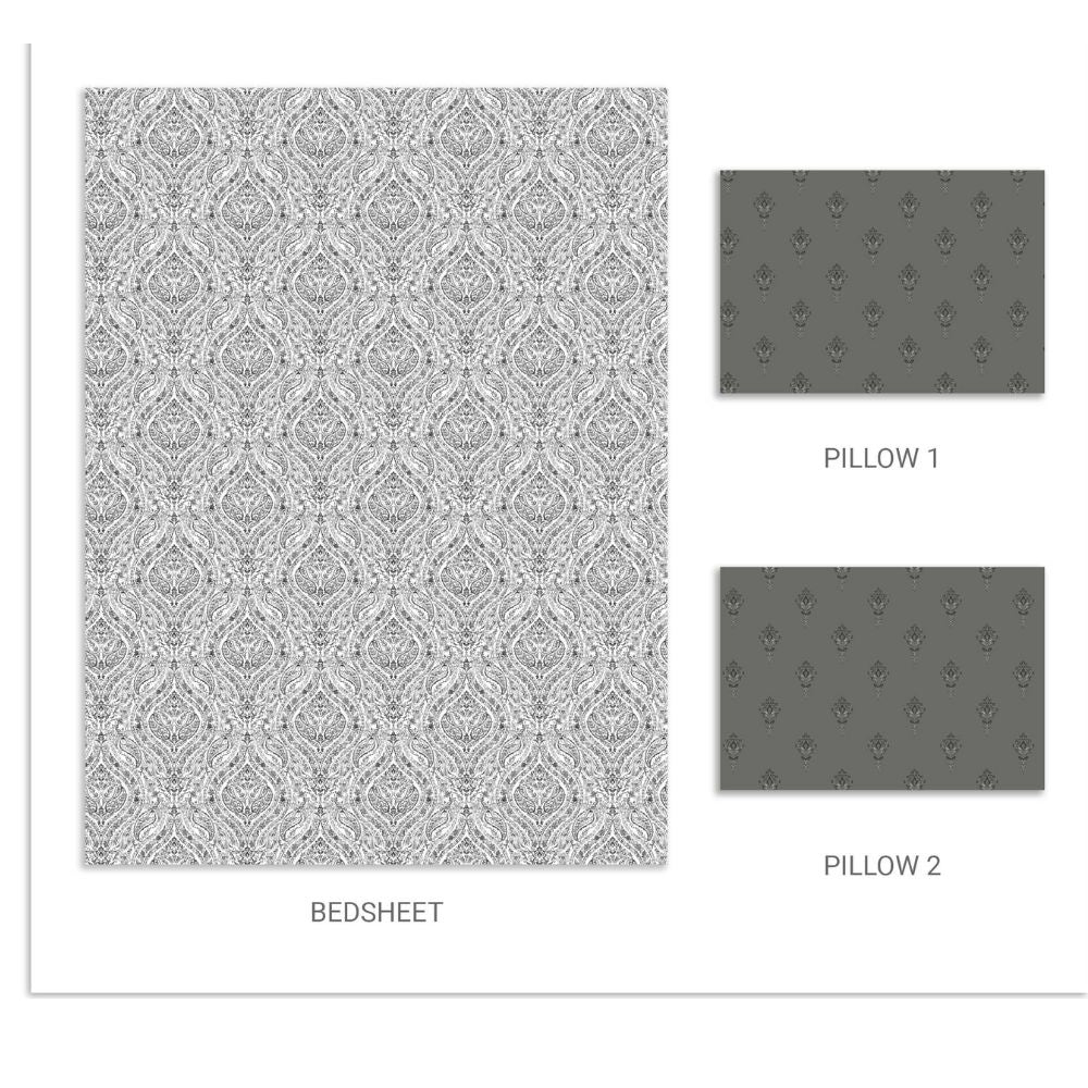 CARNIVAL GOLD SYAHI CHARCOAL KING SIZE BED SHEET