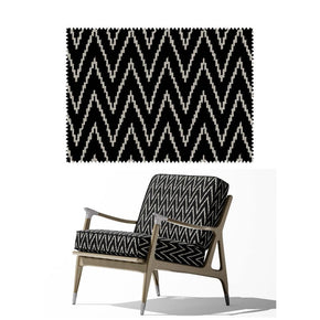 CARBON UPHOLSTERY POLYESTER JUTE WAVES WHITE FABRIC RF 210