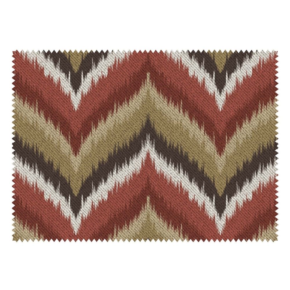 IKAT-II  ZIGZAG BROWN RED UPHOLSTERY AND CUSHION COVER FABRICS