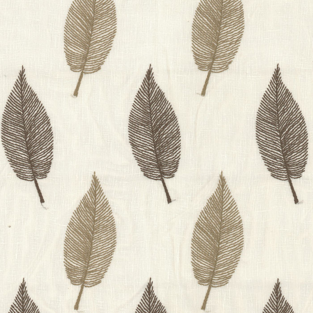 LUCY EMBROIDERY COTTON  POLYESTER LEAF SHEER CURTAIN  FABRIC
