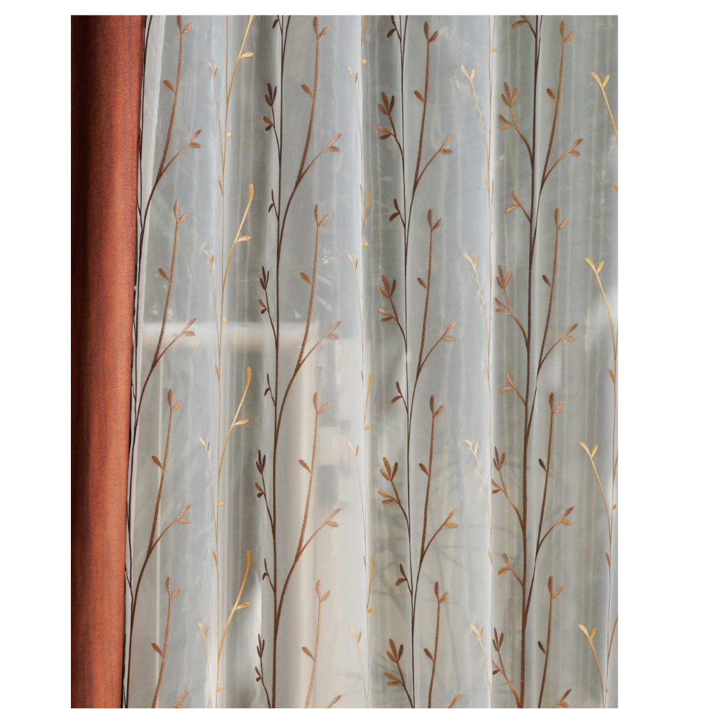 EMBROIDERY MAJESTIC TREE POLYESTER  SHEER CURTAIN  FABRICS B