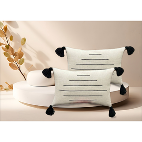 Boho Designer Cushion Cover With Tassles. Conceal Zip LINE