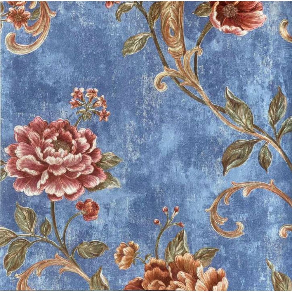 HOME DECOR FLOWER RED BASE BLUE MONACO WALLPAPERS