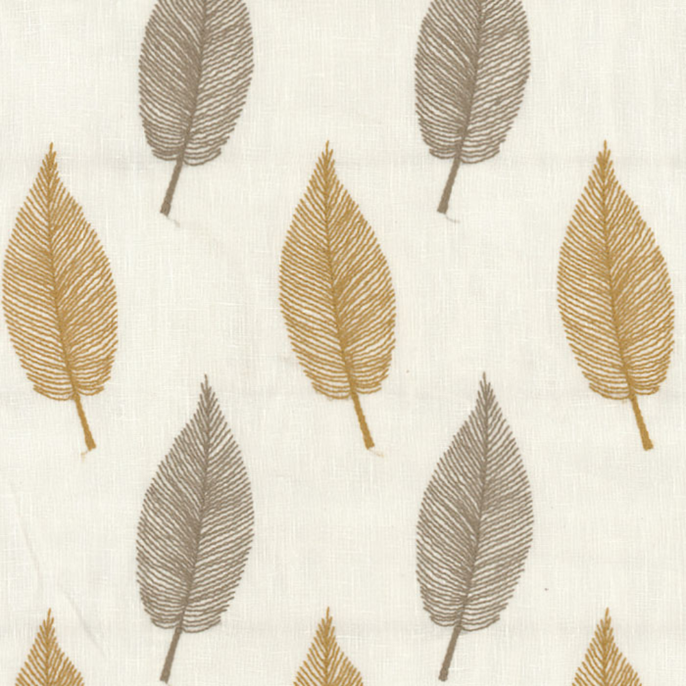 LUCY EMBROIDERY COTTON  POLYESTER LEAF SHEER CURTAIN  FABRIC