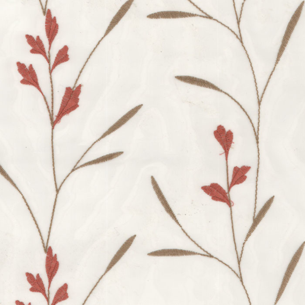 BARBADOS EMBROIDERY POLYESTER FLAME  SHEER CURTAIN  FABRIC