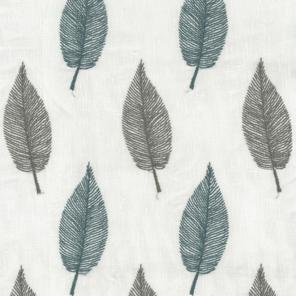 LUCY EMBROIDERY COTTON  POLYESTER LEAF SHEER CURTAIN  FABRIC