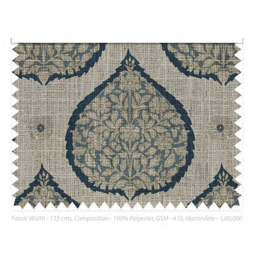 JAIPUR UPHOLSTERY GEOMETRIC BLUE  LEAVES FABRICS MG 907