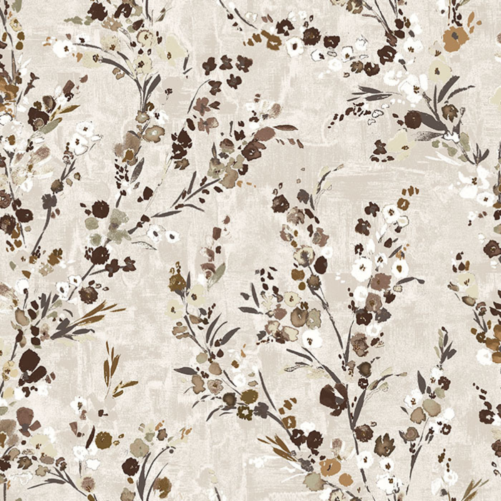 EXPRESSION PRINT BIG LEAF BROWN MAIN CURTAIN  FABRIC