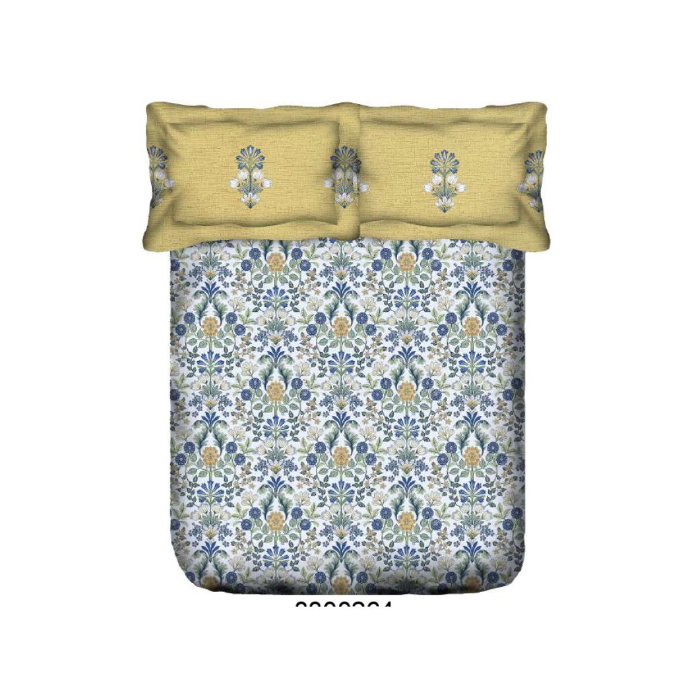 DAZZLE SUPER SOFT COTTON PRINTED BLUE DOUBLE  BEDSHEET