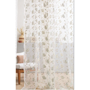 EVA EMBROIDERY FLOWER  WHITE  SHEER CURTAIN  FABRICS 201