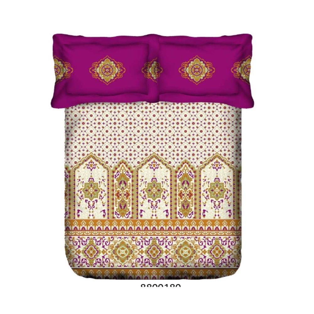 STELLAR SUPER SOFT COTTON PRINTED GEOMETRIC DARK PINK BEDSHEET