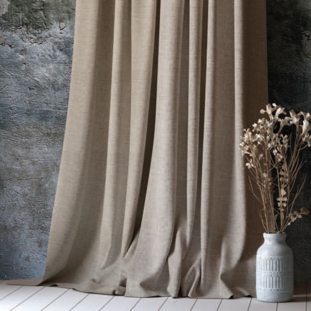 CURTAIN FABRIC LINEA  LIGHT BROWN  PLAIN