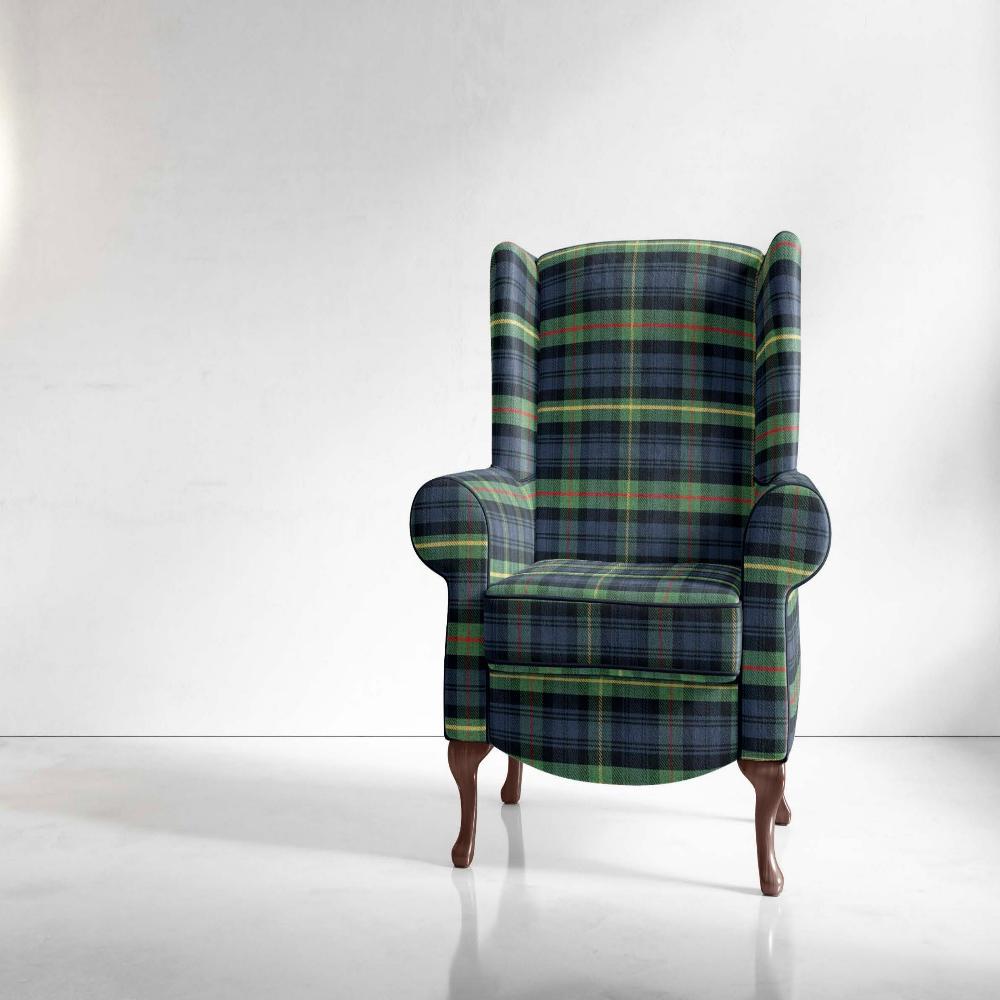 MULBERRY GREEN BLUE RED CHECK POLYESTER SOFA FABRIC