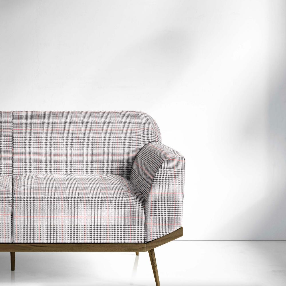 MULBERRY CHECK OFF WHITE POLYESTER SOFA FABRIC