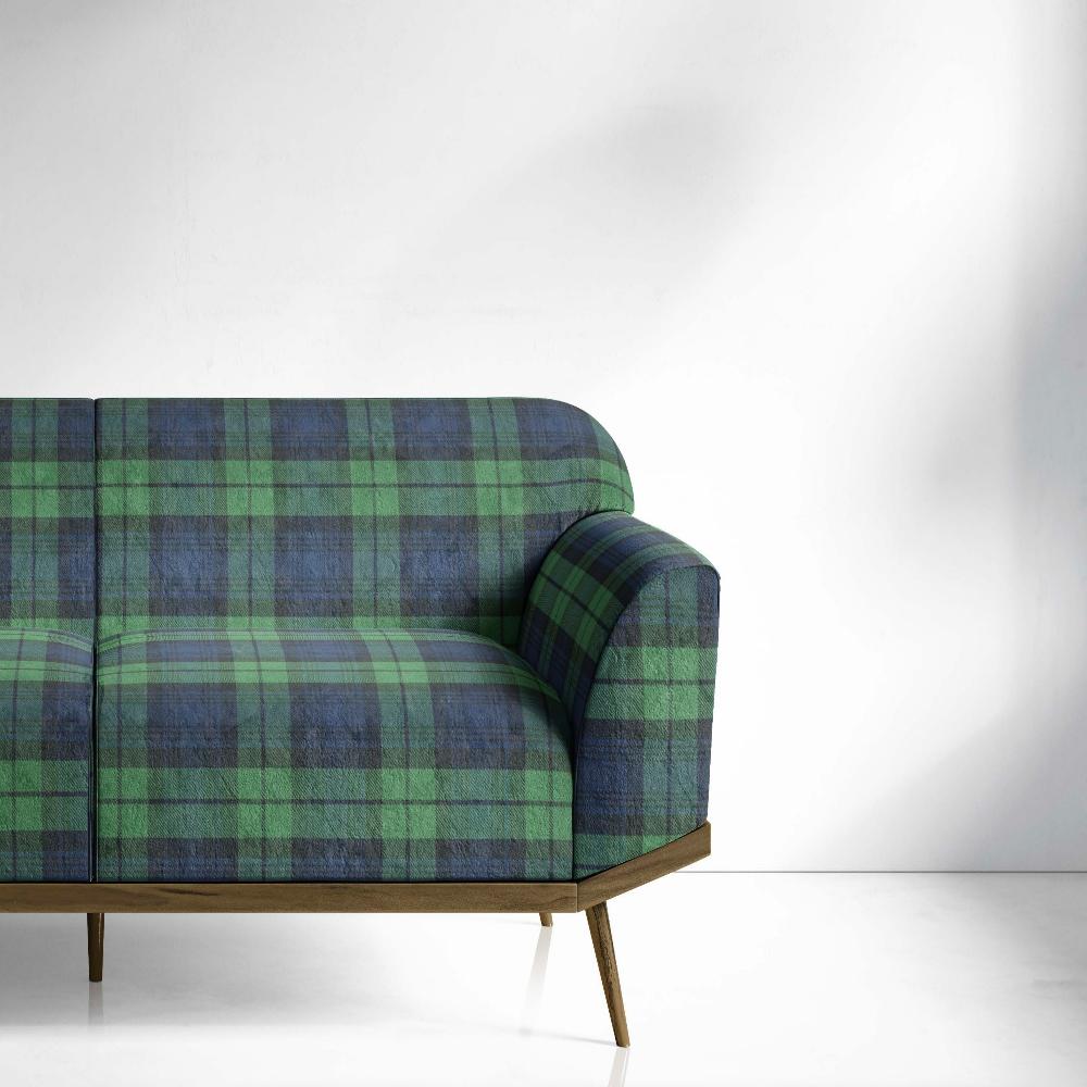 MULBERRY GREEN BLUE CHECK POLYESTER SOFA FABRIC