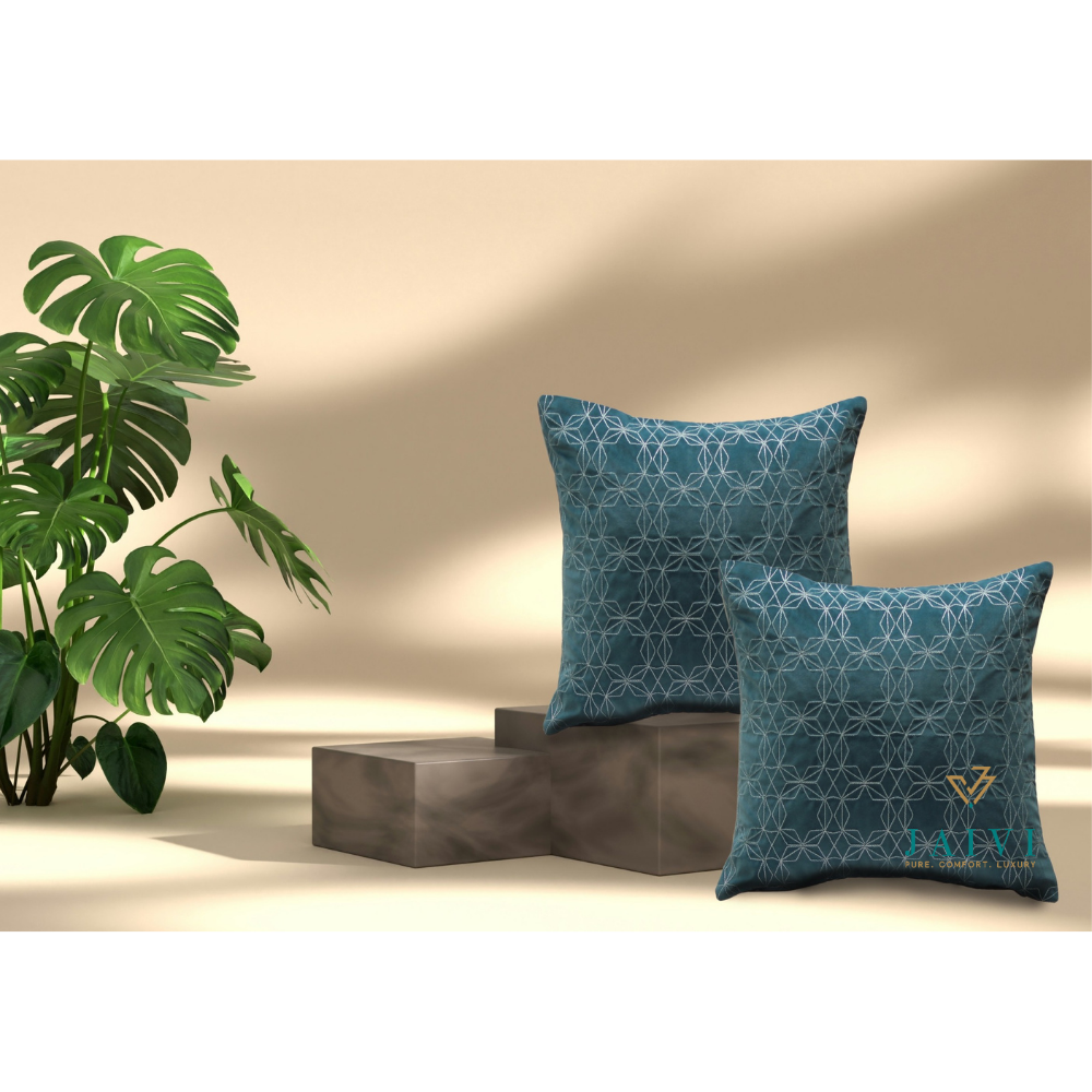 Embroidered Cushion Cover  Conceal Zip GRAY GEOMETRIC B