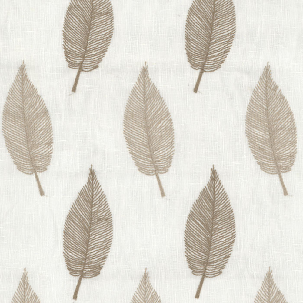 LUCY EMBROIDERY COTTON  POLYESTER LEAF SHEER CURTAIN  FABRIC