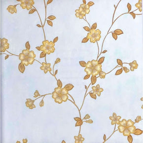HOME DECOR GOLD FLOWER SKYE BLUE MONACO WALLPAPERS