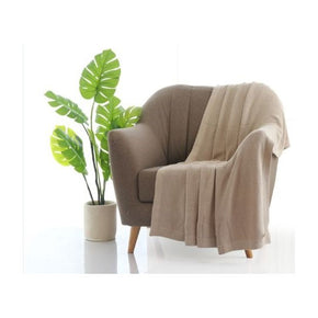 Transfer Knit Knitted AC Throw Blanket Pale Whisper
