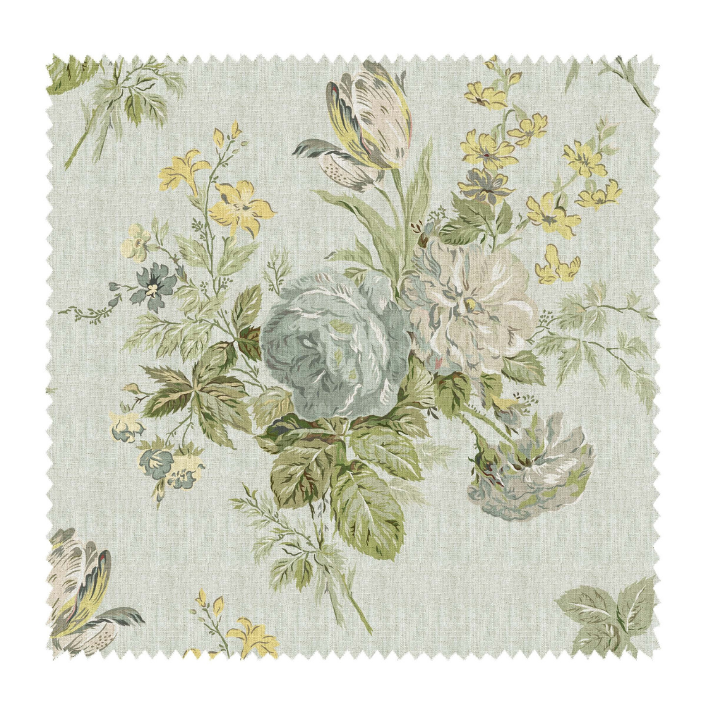 ENGLISH VILLA FLOWERING PRINT BASE LIGHT BLUE SOFA FABRICS