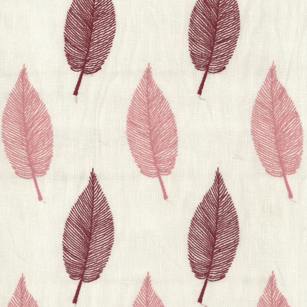 LUCY EMBROIDERY COTTON  POLYESTER LEAF SHEER CURTAIN  FABRIC